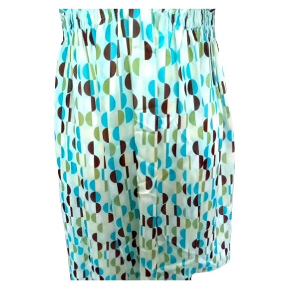 Blu Sage Chiffon Dress Sz 10 Colorful Blue Sheer Overlay Geometric Circles - Picture 7 of 8